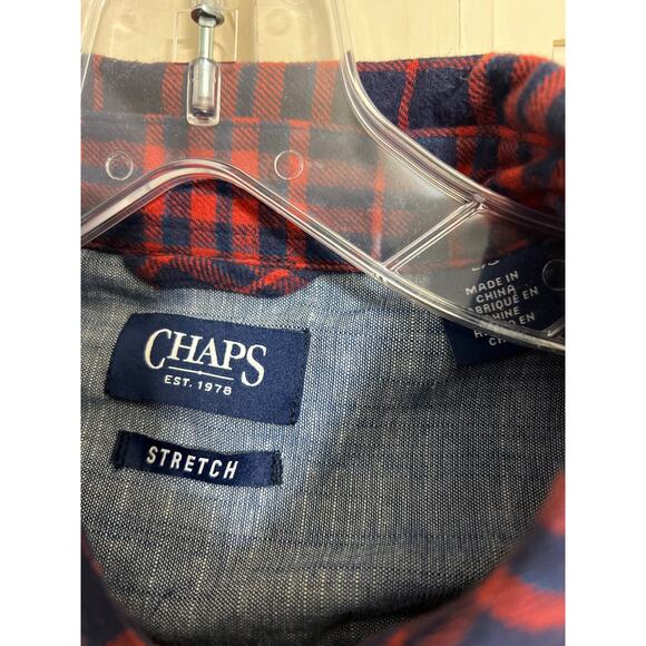 New with tags Chaps mens size large dark blue and red flannel shirt - Picture 2 of 3